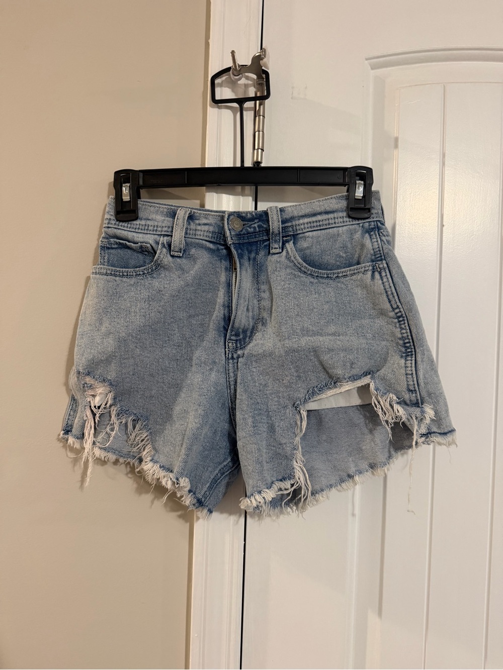 Hollister Light Blue Distressed Denim Shorts
